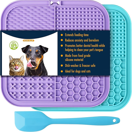 Tapis de léchage pour chiens et chats avec ventouse – Distributeur lent pour l'heure du bain, soulagement de l'ennui et de l'anxiété, tapis pour beurre de cacahuète, disponible en packs de 1, 2 et 4 unités