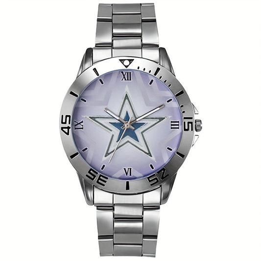 Montre à quartz pour homme avec bracelet en acier inoxydable, cadran rond simple et décontracté, montre-bracelet analogique classique en métal, cadeau pour homme, argenté