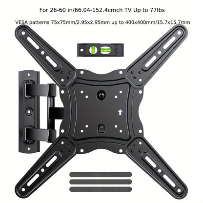 Support mural articulé pour TV 37-75 pouces, double bras, pivotant, inclinable, rotatif, VESA 600x400mm, capacité 60 kg, pour téléviseurs OLED/LCD/LED plats et incurvés, extension de 61 cm