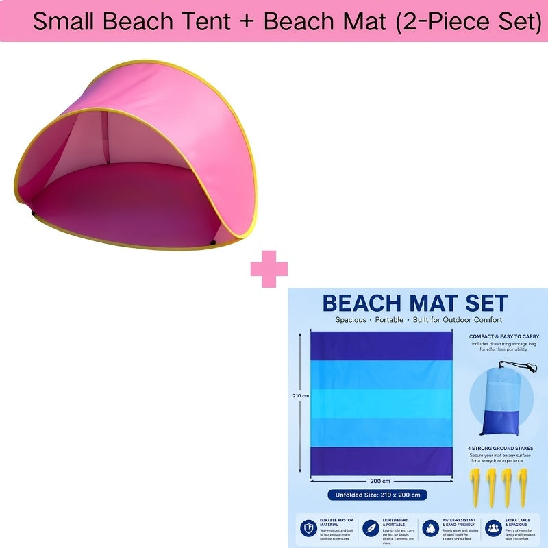 Tente de plage pop-up portative – Abri solaire anti-UV à installation rapide, ultra-léger (moins de 50 g/m²) pour la plage, la randonnée, le camping, les voyages en famille, parasol et auvent d'extérieur