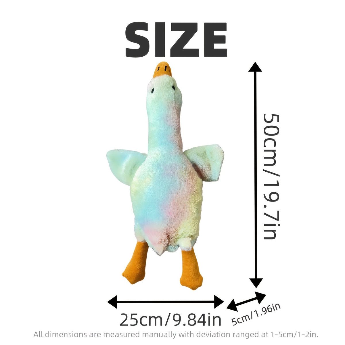 Peluche oie tie-dye pour chats et chiens - Jouet doux et coloré avec yeux brodés, coussin durable pour câlins et jeux, adorable cadeau d'animal en peluche pour propriétaires de chiens et chats