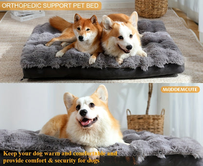 Lit orthopédique pour grands chiens – Couchage en mousse à mémoire de forme pour animaux avec housse amovible et lavable, base antidérapante, fausse fourrure, soulagement des articulations, ultra-résistant, tailles S, M, XL, XXL