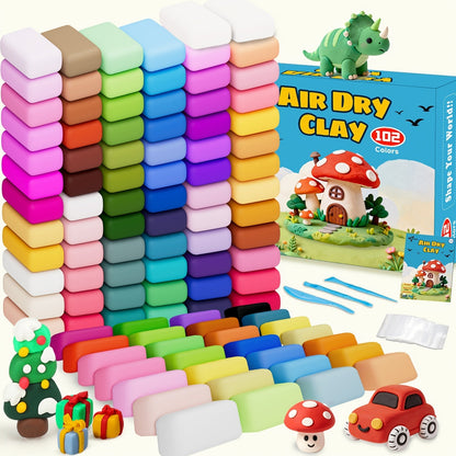 Air Dry Clay Kit 102 Colors Modeling Clay with Sculpting Tools Soft Ultra-Light Magic Clay for Sculpture Crafting Art Projects Kids Adults Halloween Christmas Gift