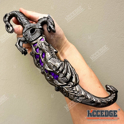 Couteau médiéval fantastique à lame fixe avec fourreau, 23 cm – Acier inoxydable 440 non tranchant, accessoire de cosplay, réplique historique, objet de décoration, 5 couleurs