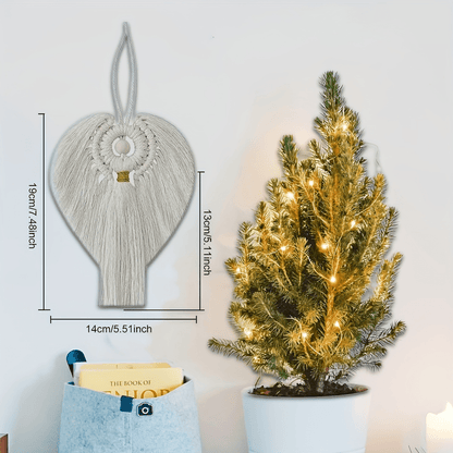 Kit de décoration ange en macramé 3 pièces, accents dorés, décoration murale bohème, décoration de Noël pour la maison, cadeau artisanal pour maman et filles, exposition hivernale