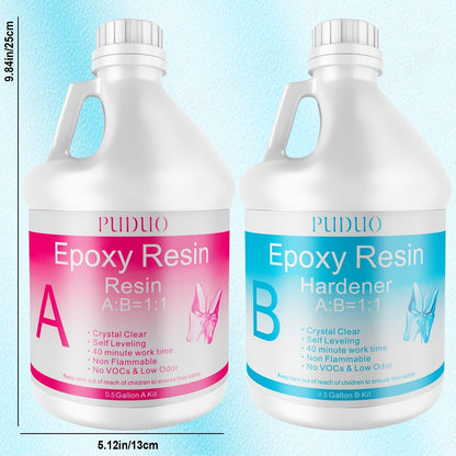 Kit de résine époxy ultra transparente en 2 parties, sans bulles, résistante au jaunissement, autonivelante pour comptoirs, tables rivière, moulage, revêtement, travaux manuels - 32oz 72oz durcissement rapide 1 gallon avec pompe