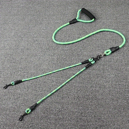 Dual Dog Leash with Wave Pattern – Detachable Tangle-Free Nylon Coupler Lead for Walking Two Dogs – No-Tangle Double Dog Leash for Small Medium Large Breeds Outdoor Walking & Training