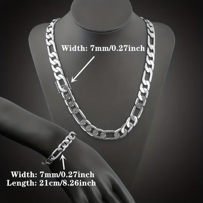 Ensemble collier et bracelet chaîne cubaine en acier inoxydable, 2 pièces – Bijoux unisexe style rétro Y2K pour hommes et femmes, chaîne à maillons cubains en acier 304L résistant au ternissement, disponible en tailles de 18 à 30 pouces