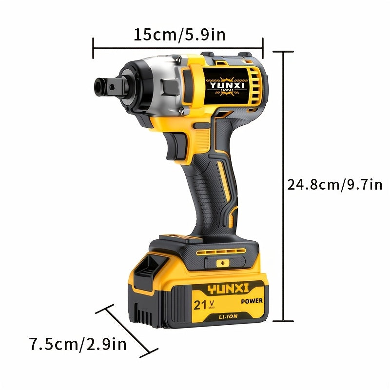 Ensemble clé à chocs et perceuse sans fil brushless 21V – Batterie Li-ion 4000mAh, boîte à outils, chargeur et accessoires de douilles pour usage automobile, domestique et industriel