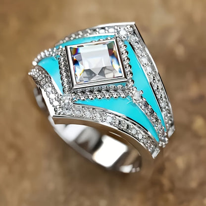 Lot de 9 bagues bohèmes empilables avec turquoise pour femme – Bijoux fantaisie luxueux style bohème, tons dorés avec turquoises synthétiques multi-éléments, idéal pour le quotidien, mariage, fiançailles, cadeau pour petite amie et amoureuse, tailles 6-11