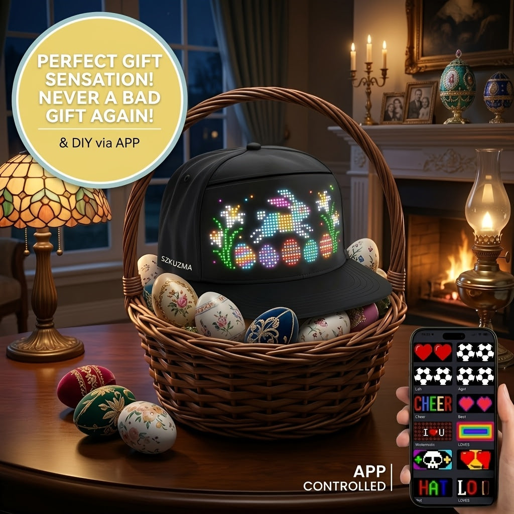Casquette LED programmable contrôlée par application avec texte défilant et animation, casquette lumineuse unisexe réglable, intelligente, pour fête, mariage, Saint-Valentin, carnaval, festival, hommes et femmes