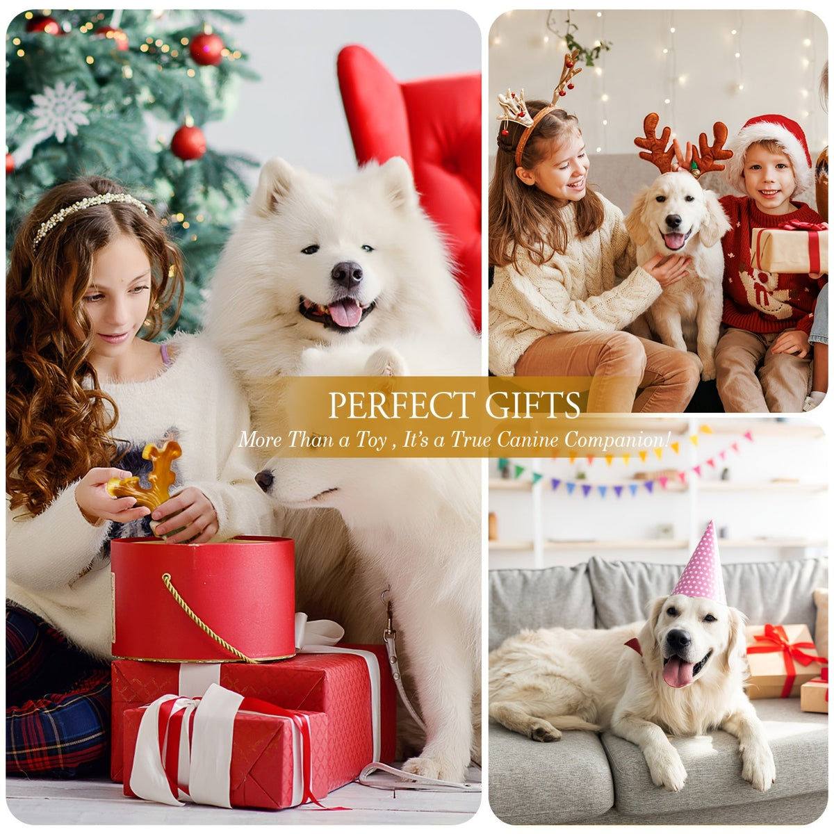 Lot de 3 jouets à mâcher durables pour chiens destructeurs – Jouets en nylon robuste pour chiens de taille moyenne à grande – Jouets à mâcher indestructibles longue durée pour le nettoyage des dents et contre l'ennui