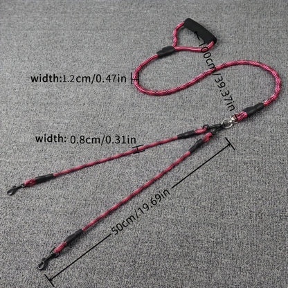 Dual Dog Leash with Wave Pattern – Detachable Tangle-Free Nylon Coupler Lead for Walking Two Dogs – No-Tangle Double Dog Leash for Small Medium Large Breeds Outdoor Walking & Training