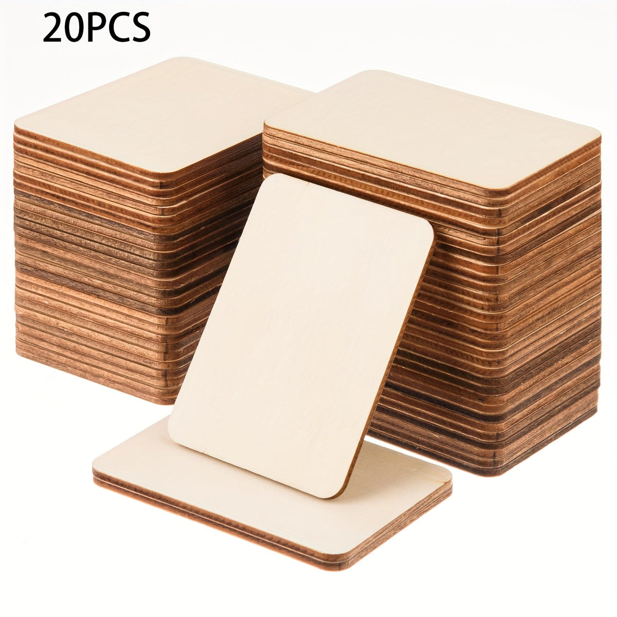 Pièces de bois brut 3x2 pouces, planchettes en bois pour loisirs créatifs, gravure laser, pyrogravure, peinture, décorations artistiques, cadeaux de fête, 20, 40, 80 pièces