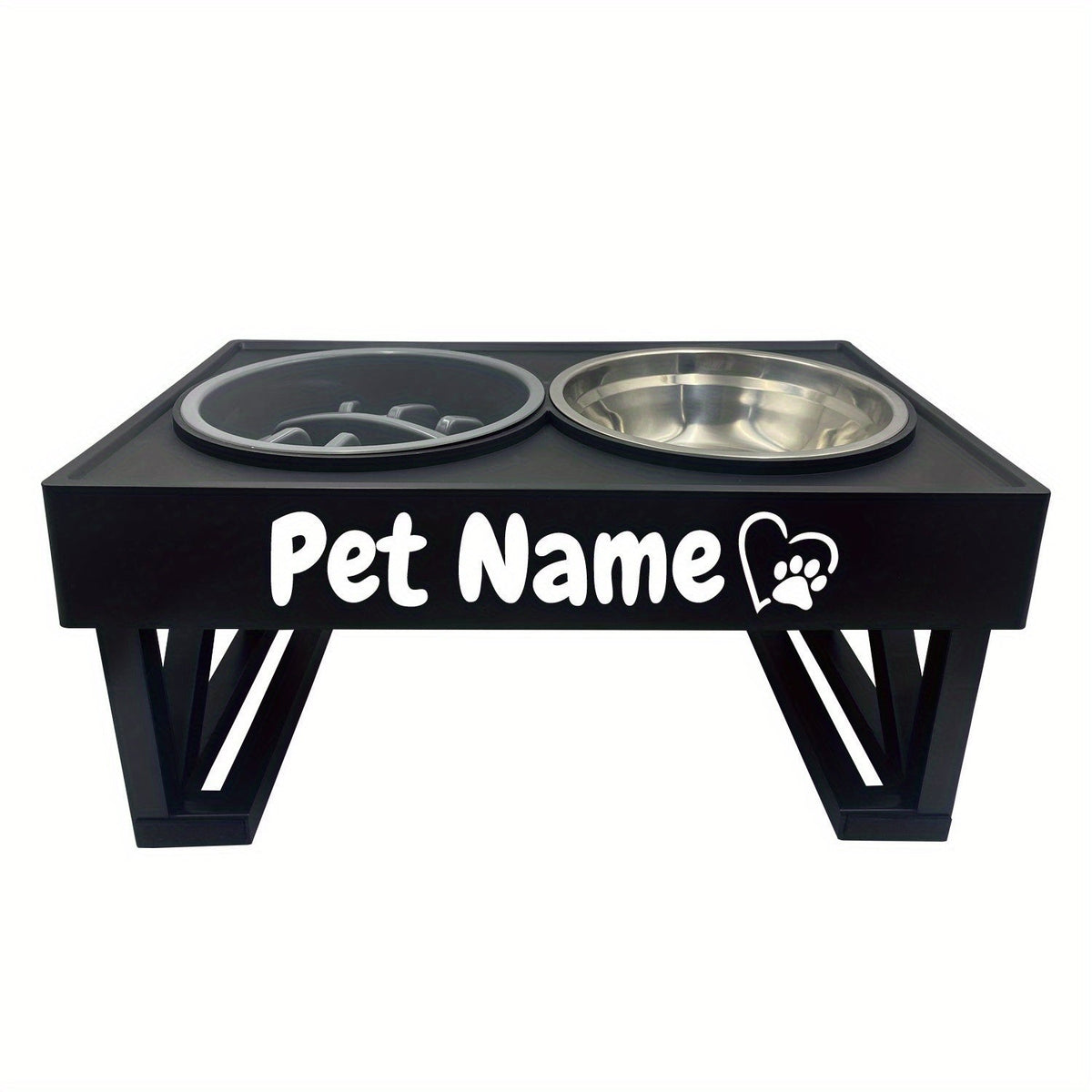 Gamelle surélevée personnalisée en acier inoxydable avec ralentisseur, double bol réglable en hauteur pour nourriture et eau pour chiens et chats de taille moyenne à grande