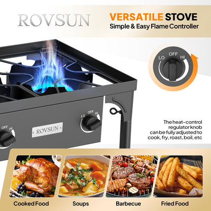 Réchaud à propane haute pression 100 000 - 225 000 BTU - Réchaud de camping extérieur robuste en fonte avec pieds détachables, régulateur certifié CSA, 1 ou 3 brûleurs pour le camping, les fêtes d'avant-match et le brassage