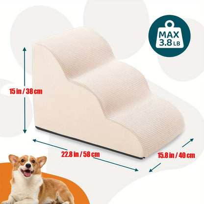 Escalier pour chien pour lit et canapé – Marches antidérapantes pour animaux 2/3/4 marches pour petits chiens et chats, housse amovible et lavable, rampe orthopédique pour chiens âgés, animaux blessés et soulagement des douleurs articulaires, 5 coloris