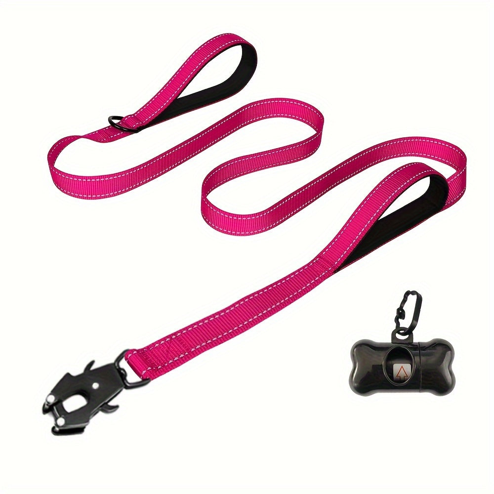Laisse pour chien robuste de 1,8 m avec double poignée et mousqueton tactique – Laisse de dressage en corde réfléchissante avec attache rapide verrouillable pour chiens moyens et grands, 11 couleurs disponibles