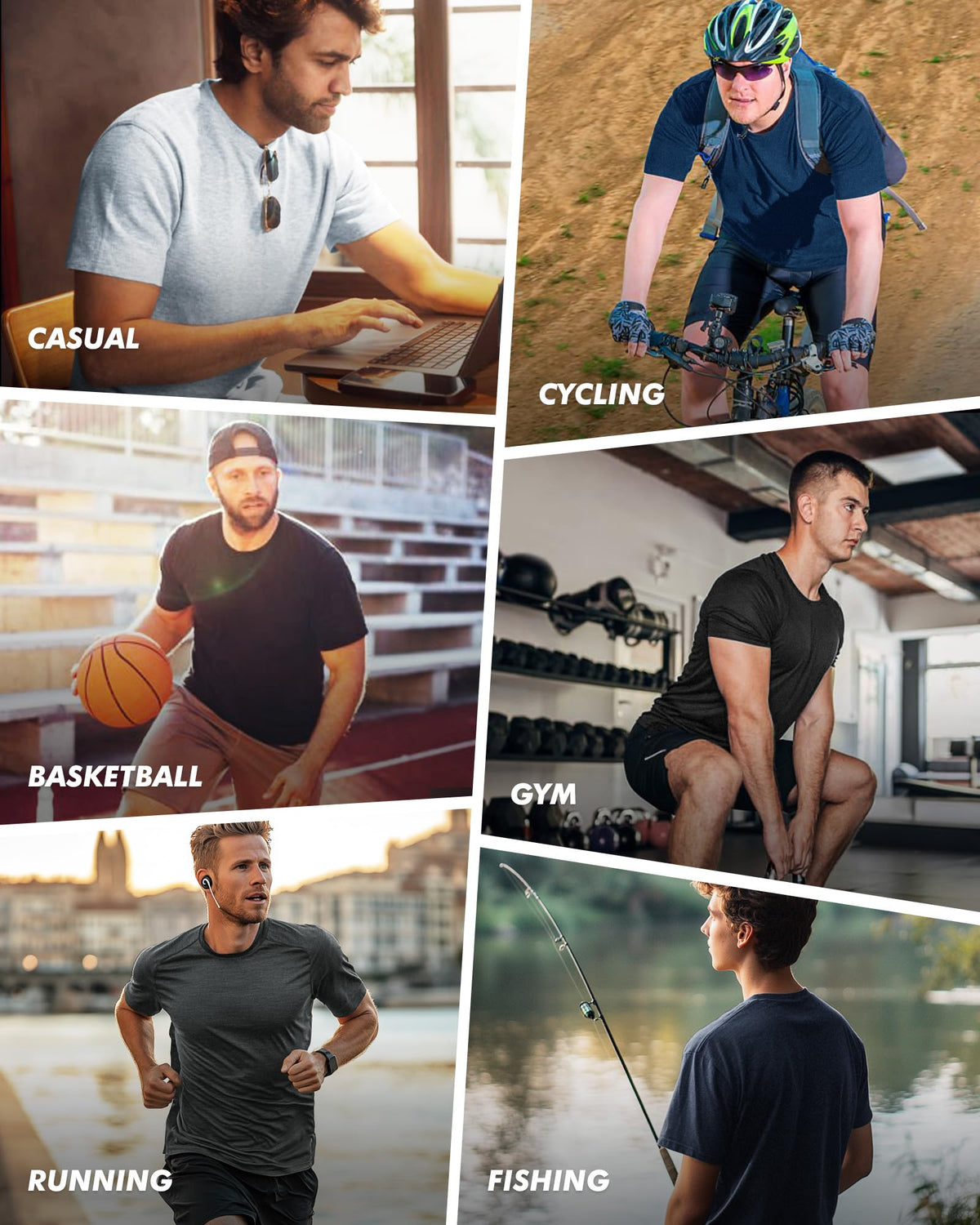 Lot de 7 t-shirts de sport à séchage rapide pour homme - Hauts de sport anti-transpiration pour la course, la musculation, le tennis et la salle de sport, S-XXL