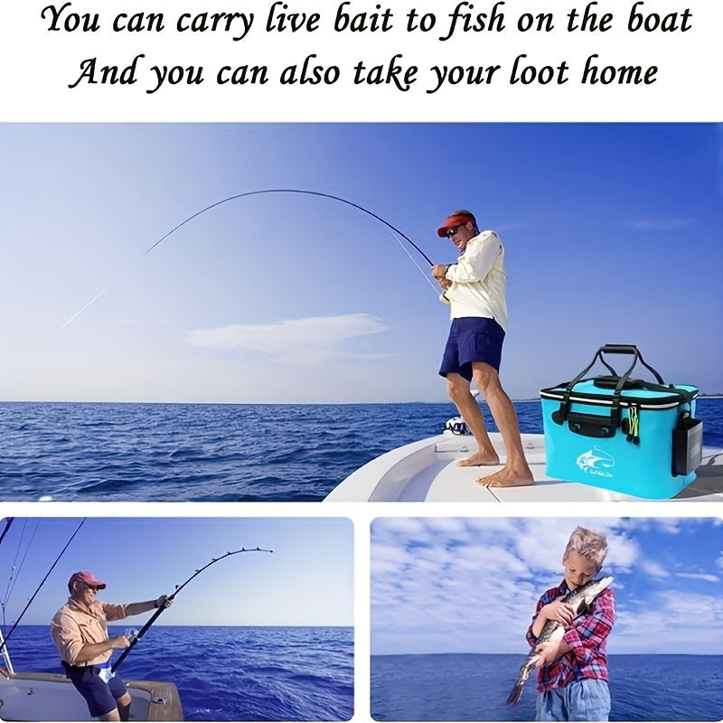 Seau à poisson pliable – Récipient portable en EVA pour poissons vivants et appâts, conteneur de pêche pliable pour le camping en plein air, pêche en eau douce et en eau salée