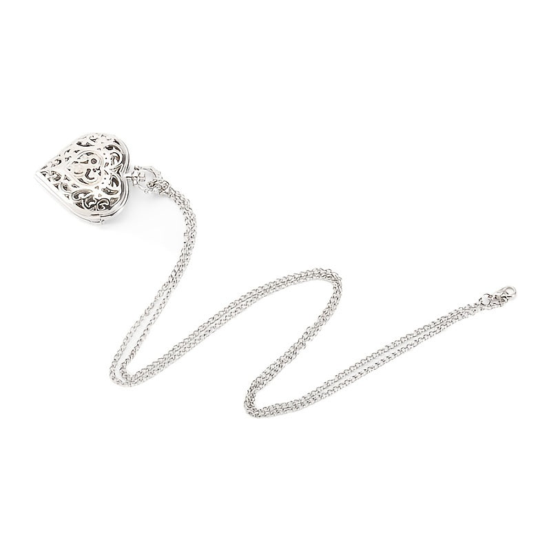 Collier montre à gousset rétro en forme de cœur pour femme – Bijou vintage argenté à quartz avec pendentif ajouré, chaîne de pull, cadeau pour femme