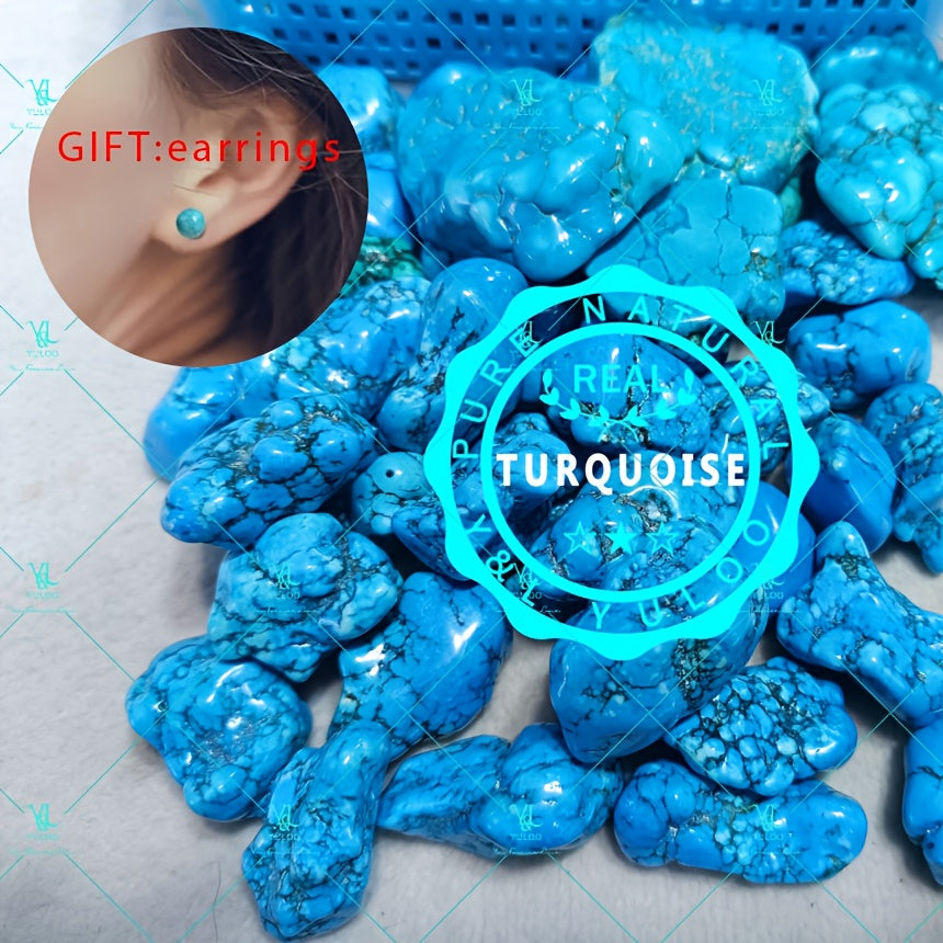 Collier pendentif en argent sterling 925 avec véritable turquoise naturelle, 18+2 pouces – Élégant bijou bohème en pierre précieuse pour femme avec boucles d'oreilles offertes, disponible en argent et en or, cadeau idéal pour elle