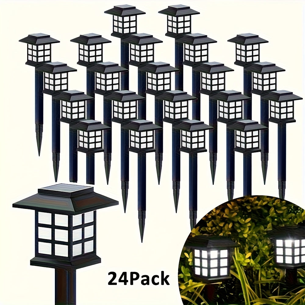 Lot de 6/12/24 lampes solaires d'extérieur pour jardin, étanches IP44 | Éclairage paysager LED blanc chaud/multicolore pour allée, cour, terrasse et décoration de fête – Marche/arrêt automatique