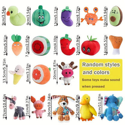 Lot de jouets de dentition pour chiots - Pack de 6 ou 12 jouets en peluche couineurs pour petits chiens, styles variés, lot de jouets à mâcher doux pour chiots et petites races, assortiment de cadeaux pour chiens pour soulager la morsure et l'ennui