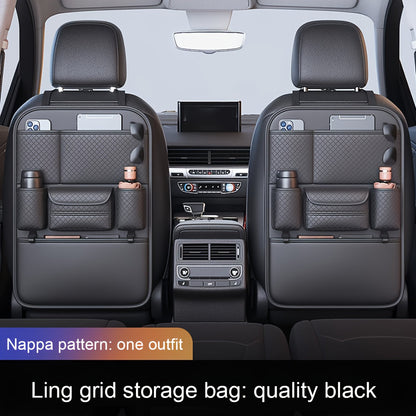 Organisateur de dossier de siège auto en cuir PU, grand sac de rangement multi-poches pour bouteilles d'eau, tablettes et ordinateurs portables – Organisateur d'intérieur de voiture élégant, noir classique, pour voitures, SUV et camions