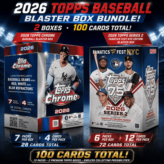 Lot de boîtes Blaster 2026 Topps Baseball – Édition Fanatics Fest NYC Série 2 & Topps Chrome, 13 paquets, 100 cartes au total, scellé en usine – Ensemble de cartes de baseball premium pour collectionneurs et cadeaux