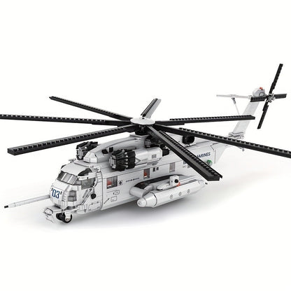 Kit de construction de modèle d'hélicoptère, jouet d'avion militaire de collection avancé pour adultes et adolescents 14+, ensemble d'assemblage de briques ABS, cadeau STEM pour décoration de maison ou de bureau