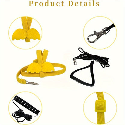 Harnais et laisse réglables pour perroquets - Laisse d'entraînement douce anti-évasion pour conures, calopsittes, inséparables, perruches et petits perroquets - 2 m de long, laisse de marche extérieure pour oiseaux, rose et bleu