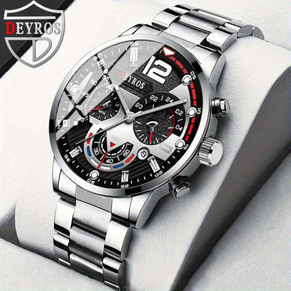 Coffret cadeau 12 pièces pour homme : montre et bijoux hip-hop – 3 montres analogiques à quartz + ensemble de 9 pièces comprenant bracelets, colliers et bagues, cadeau idéal pour Noël et les anniversaires