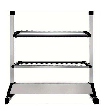 Support de cannes à pêche portable pour 24 cannes, en alliage d'aluminium résistant à la rouille avec poignées rembourrées - Rangement léger pour garage, chalet, chambre et équipement de pêche