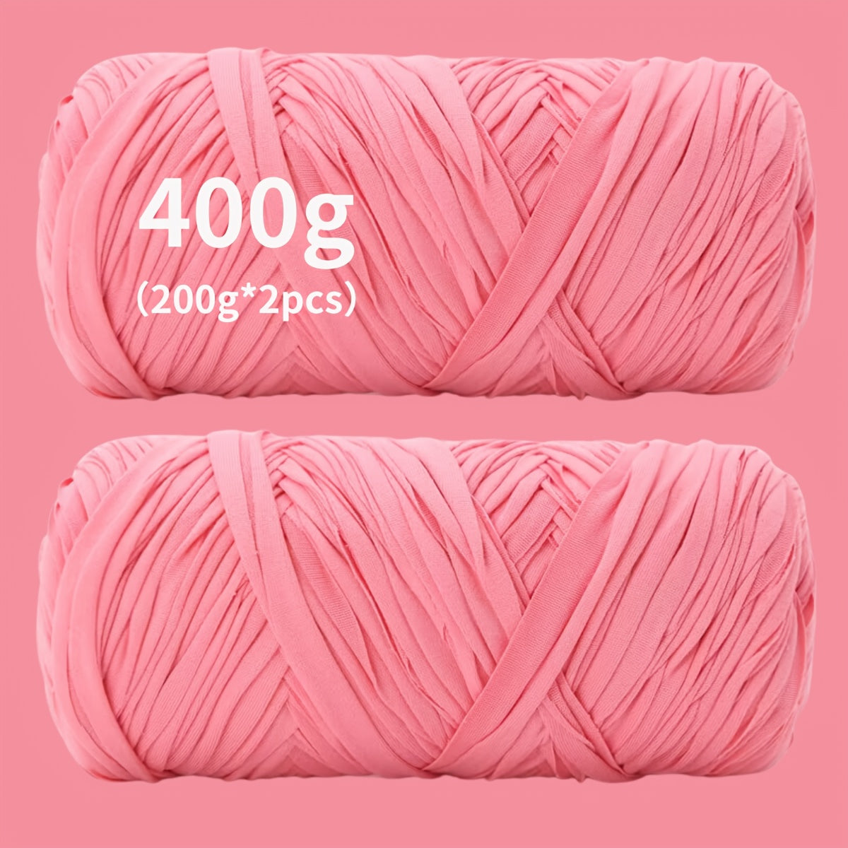 Fil de coton pour t-shirt 400 g (2 x 200 g) mélange de coton épais en 49 couleurs – Fil épais et doux pour paniers au crochet, sacs, tapis, projets de macramé et tricot – Fil de loisirs créatifs idéal pour les débutants