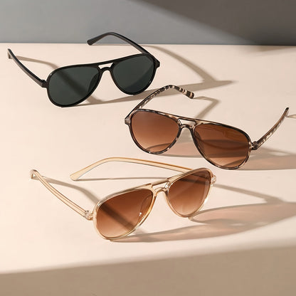 Lot de 3 paires de lunettes de mode pour femmes à double pont, style écaille, monture minimaliste et décontractée pour le quotidien