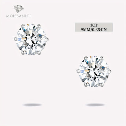 Boucles d'oreilles puces en moissanite, couleur D, pureté VVS, taille ronde brillant, argent sterling 925 – Options de 1 ct à 10 ct, pochette en velours et chiffon de polissage inclus, cadeau idéal pour un anniversaire, Noël et la Saint-Valentin (4,25 g)