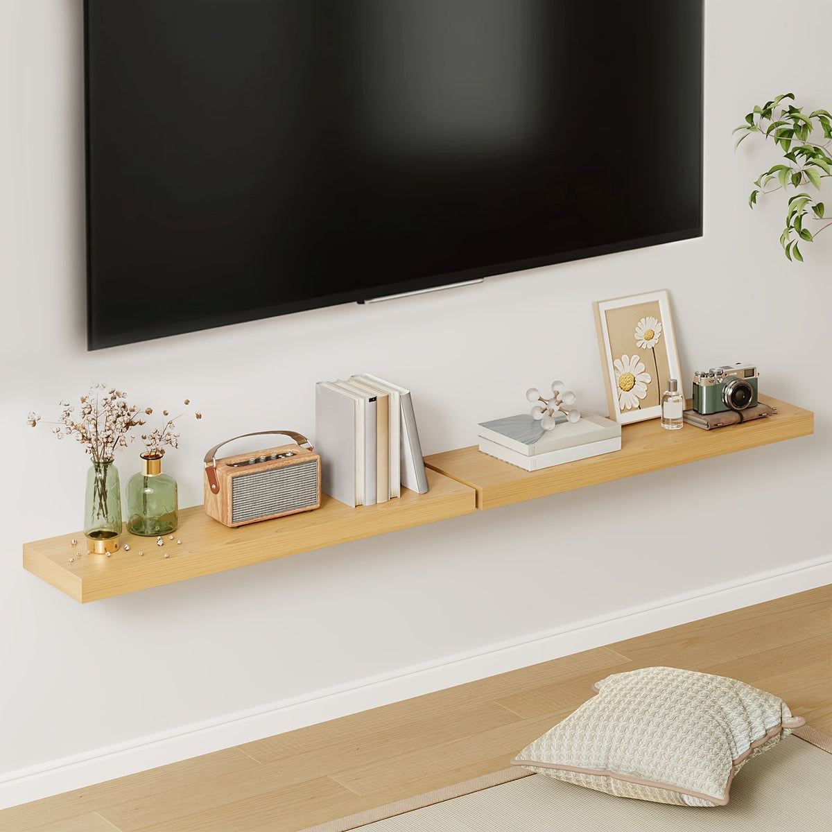 Étagères murales flottantes en bois, lot de 2/4/6, 15,7, 19,7, 22 pouces, étagères murales pour salon, cuisine, salle de bain, chambre, supportant 13,6 kg, noyer, marron, blanc, noir, gris, décoration et rangement maison
