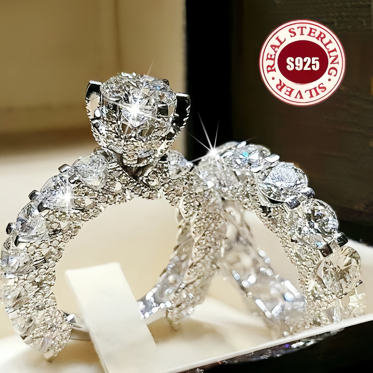 Ensemble de bagues en argent sterling 925 pour femme, 2 pièces, avec zircone 5A, bagues de fiançailles empilables, style bohème luxueux - Cadeau idéal pour petite amie, épouse, anniversaire, Noël, mariage ou fête