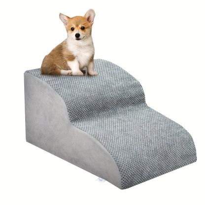 NIUBYA Escaliers pour chiens extra larges pour petits chiens – Marches pour animaux en mousse haute densité, fond antidérapant, rampe rembourrée douce pour lits hauts, canapés et divans, idéal pour les chiens âgés ou blessés, polypropylène, compact