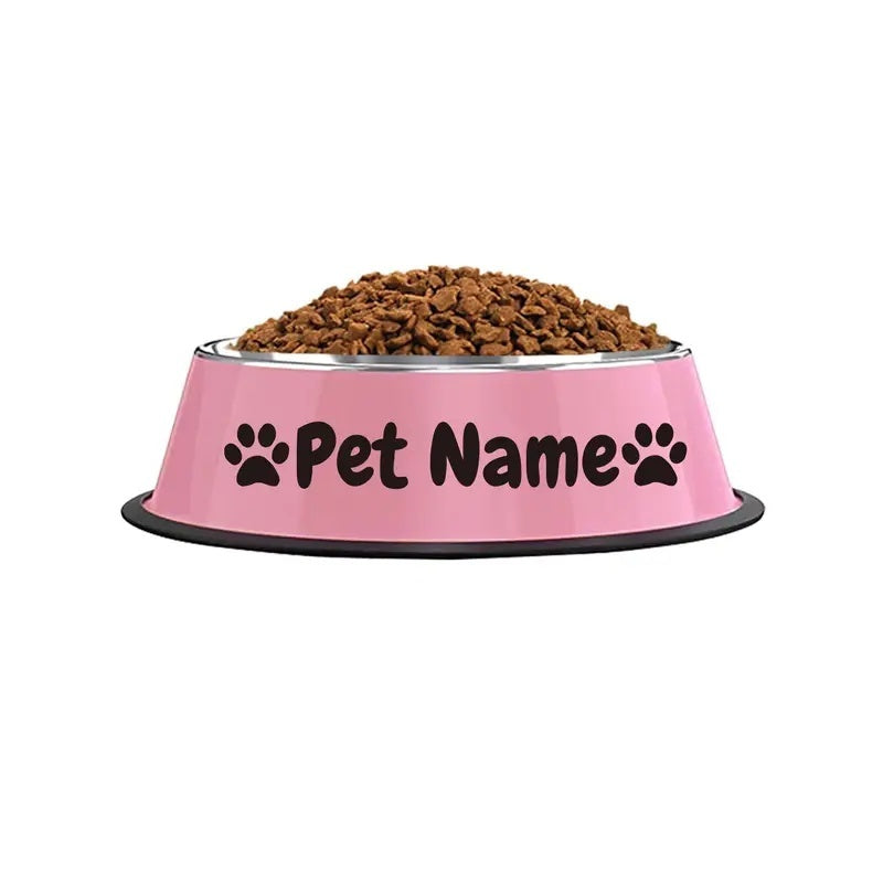 Gamelle personnalisée en acier inoxydable pour chien et chat - Bol gravé au nom de votre animal avec motif patte, cœur et couronne, antidérapante, 200 ml / 400 ml / 1000 ml, écuelle pour nourriture et eau, idée cadeau
