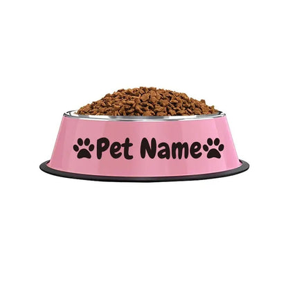 Gamelle personnalisée en acier inoxydable pour chien et chat - Bol gravé au nom de votre animal avec motif patte, cœur et couronne, antidérapante, 200 ml / 400 ml / 1000 ml, écuelle pour nourriture et eau, idée cadeau