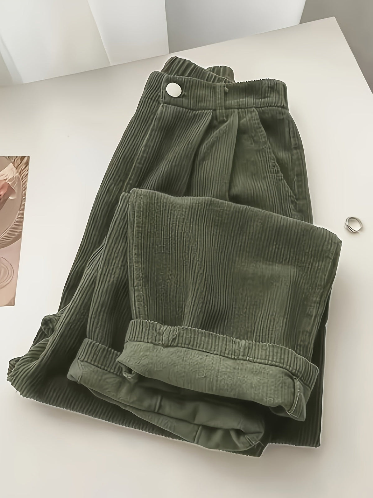 Pantalon décontracté droit et fluide pour femme - Pantalon large style décontracté pour femme en noir, marron, bordeaux, olive, bleu marine, abricot, tailles S-XXL