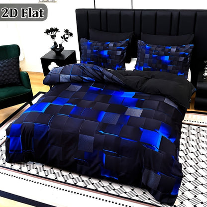 Parure de lit à carreaux rouge et bleu – Ensemble de literie 3 pièces à impression numérique, housse de couette toutes saisons avec taies d'oreiller, tailles Twin, Full, Queen, King, lavable en machine, garnissage non inclus