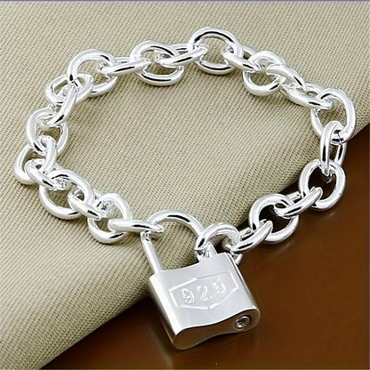 Bracelet chaîne pour femme en argent sterling 925 – Bracelet délicat à pendentif avec fermoir mousqueton style bohème coréen, hypoallergénique, léger (2 g), cadeau idéal pour elle