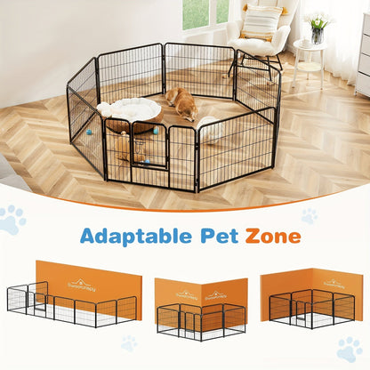 Parc pour chiens 8 ou 16 panneaux, chenil en métal à monter soi-même avec porte pour grands, moyens et petits chiens – 24, 32, 40 pouces, enclos pour chiots intérieur/extérieur, facile à assembler et à déplacer