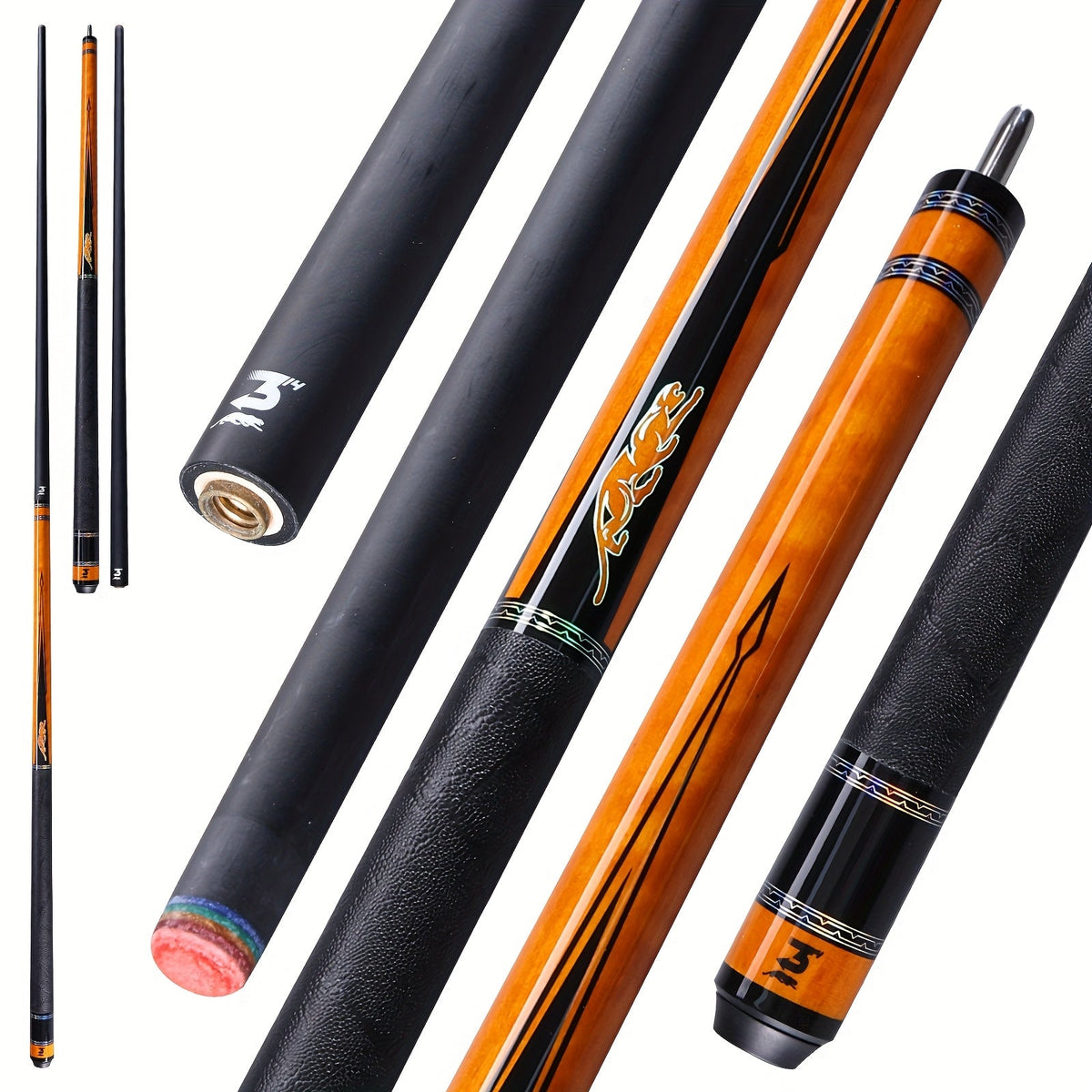 Queue de billard en fibre de carbone PREDAIDR série SP 58" – Queue de billard professionnelle à faible déflexion, procédé 12,5 mm, grip en cuir, joint 3/8x8, 19-20 oz