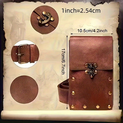 Ensemble de sacoche médiévale viking 5 pièces, pochette en similicuir avec fioles en verre, boucles et sangles, accessoire de costume vintage pour Halloween, cosplay, fête de la Renaissance, GN, jeu de rôle, noir, marron