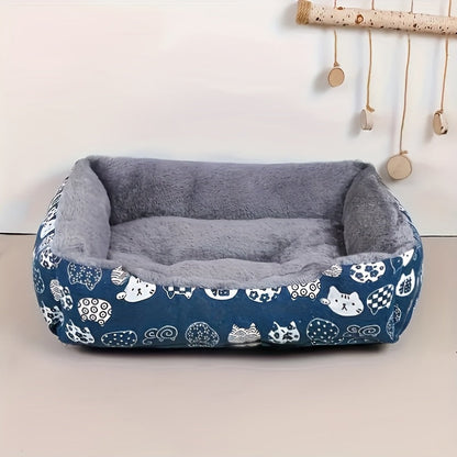 Matelas ultra-doux pour animaux et coussin de canapé – Coussin de lit chaud et confortable pour chien et chat, design bleu, tissu durable facile à nettoyer, 3 tailles M/L/XL pour chats, chiens et petits animaux