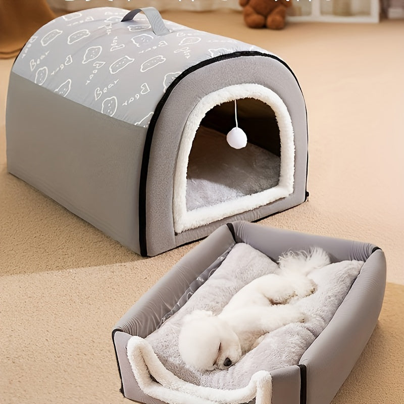Panier pour chien lavable avec housse amovible et fond antidérapant – Soutien en mousse orthopédique, lit douillet toutes saisons pour chiens de petite, moyenne et grande taille jusqu'à 45 kg, motif cartoon, lavable en machine